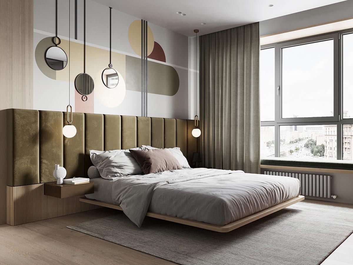 Phòng ngủ được thiết kế đơn giản, tận dụng tối đa ánh sáng tự nhiên mang lại tinh thần sảng khoái cho gia chủ
