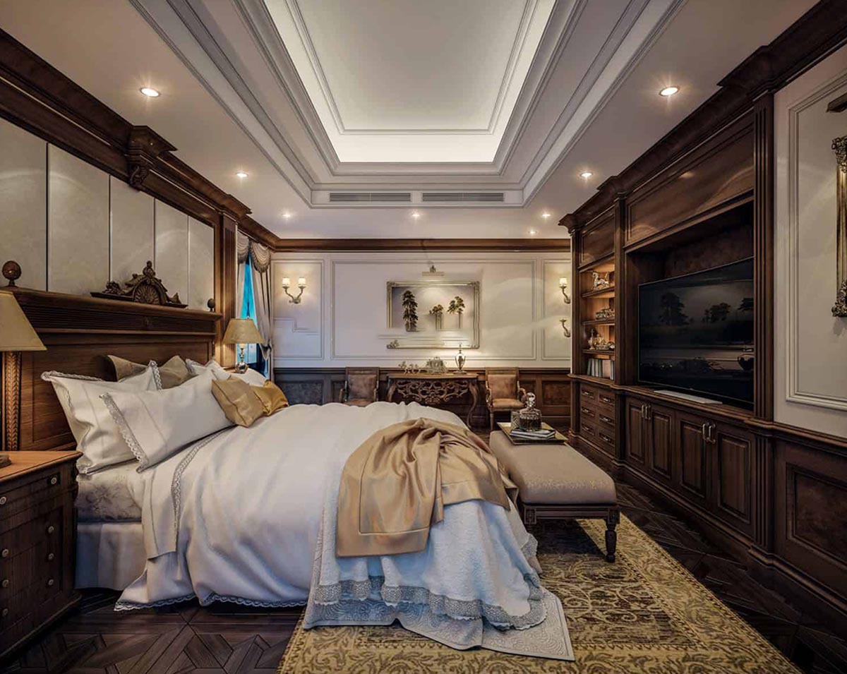 Phòng ngủ thiết kế rộng với giường ngủ lớn