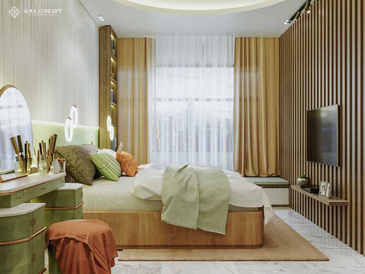 Giường ngủ bằng gỗ có thể tăng vượng khí cho căn phòng