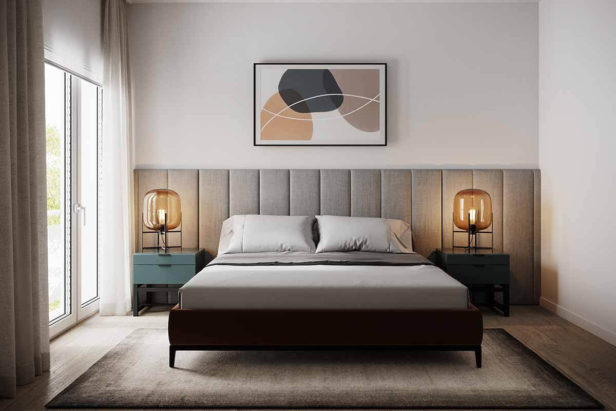 Một mẫu phòng ngủ được kết hợp bởi nhiều tone màu trung tính mang đến sự hài hòa, dễ chịu mà không hề gây rối mắt.