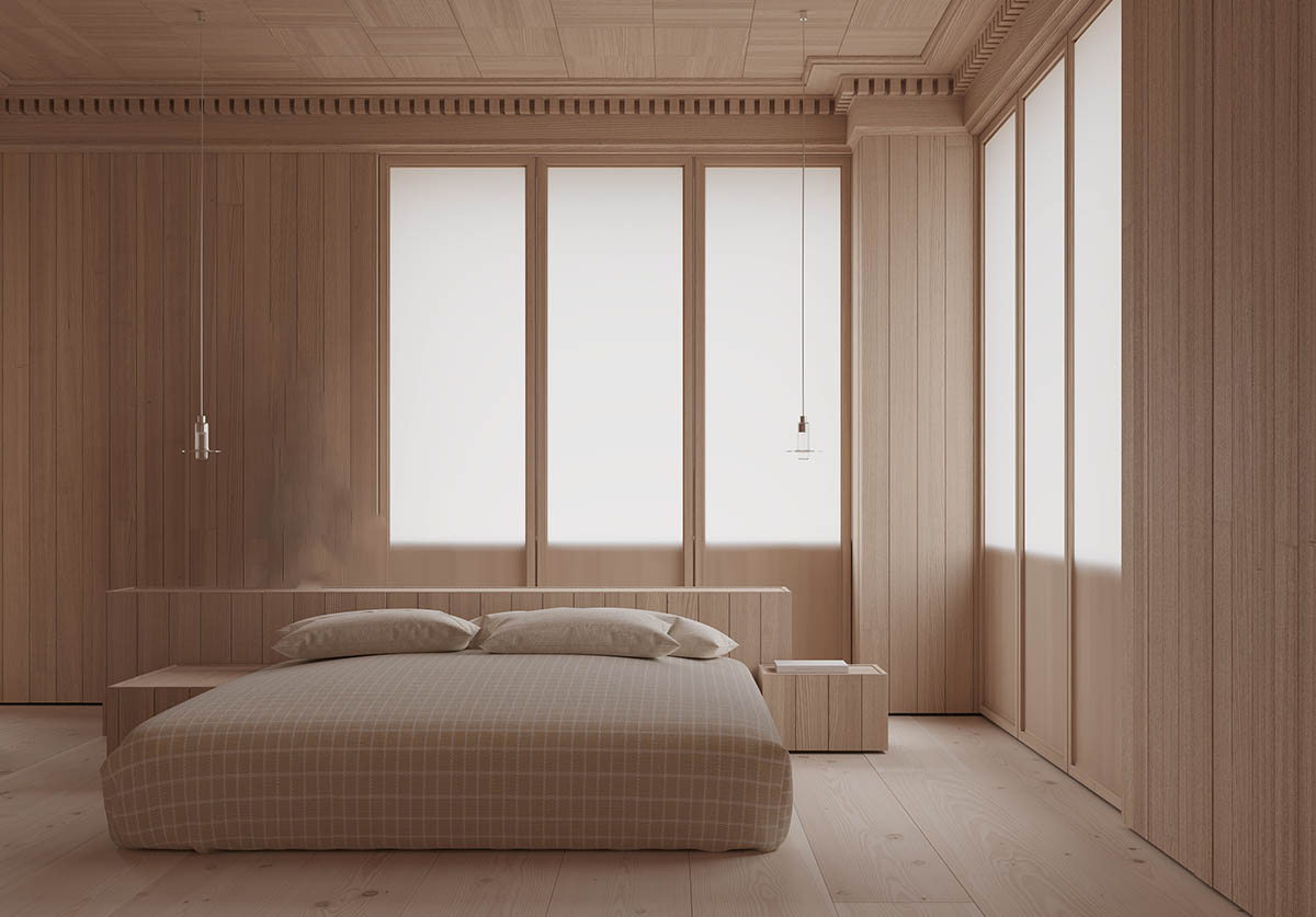 Phòng ngủ thiết kế với nội thất gỗ