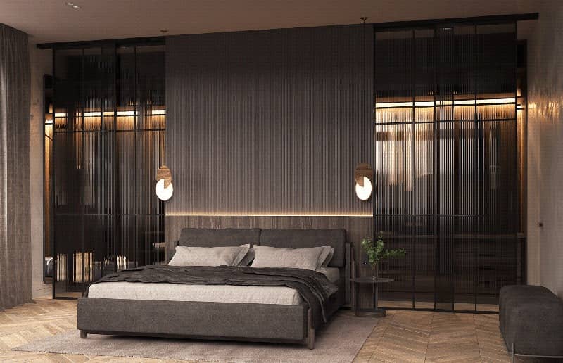 Với diện tích 24m2 vô cùng thông thoáng, thiết kế phòng ngủ này được bố trí tiện nghi với đầy đủ thiết bị nội thất. Sự kết hợp hài hòa giữa các gam màu mang đến không gian hiện đại, sang trọng