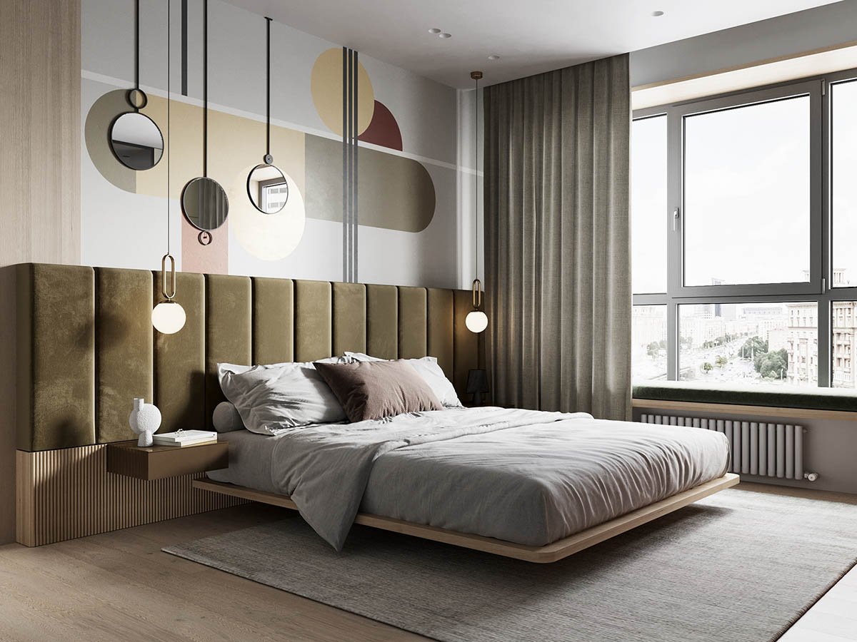 Thiết kế nội thất phòng ngủ với sự kết hợp hoàn hảo giữa các gam màu
