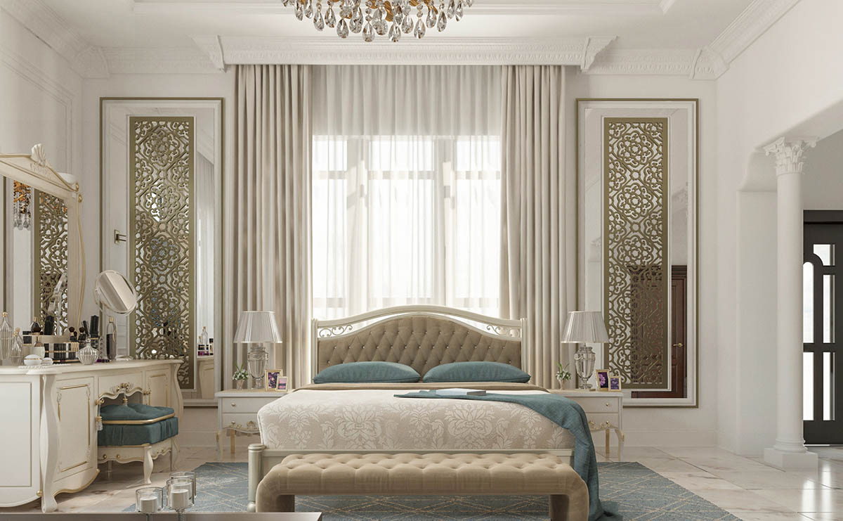 Mẫu thiết kế phòng ngủ tân cổ điển Pháp sang trọng, tinh tế và quyền quý