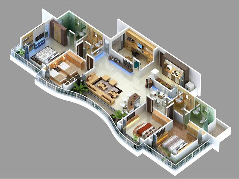 Thiết kế nội thất chung cư 4 phòng ngủ đẹp mắt, tiện nghi và thoải mái khi sử dụng