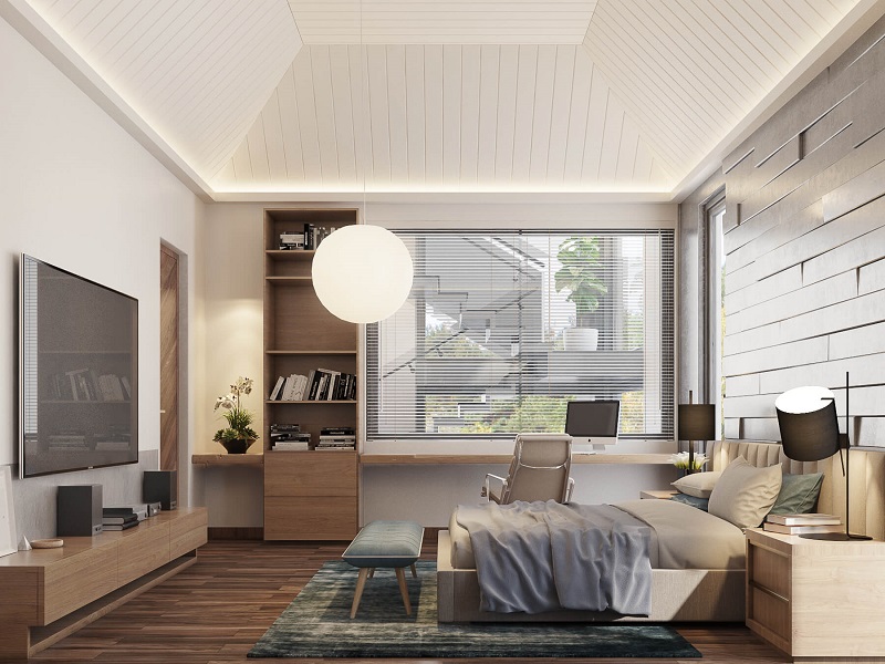 Phòng ngủ thiết kế theo phong cách hiện đại giúp gia chủ có không gian nghỉ ngơi thoải mái nhất