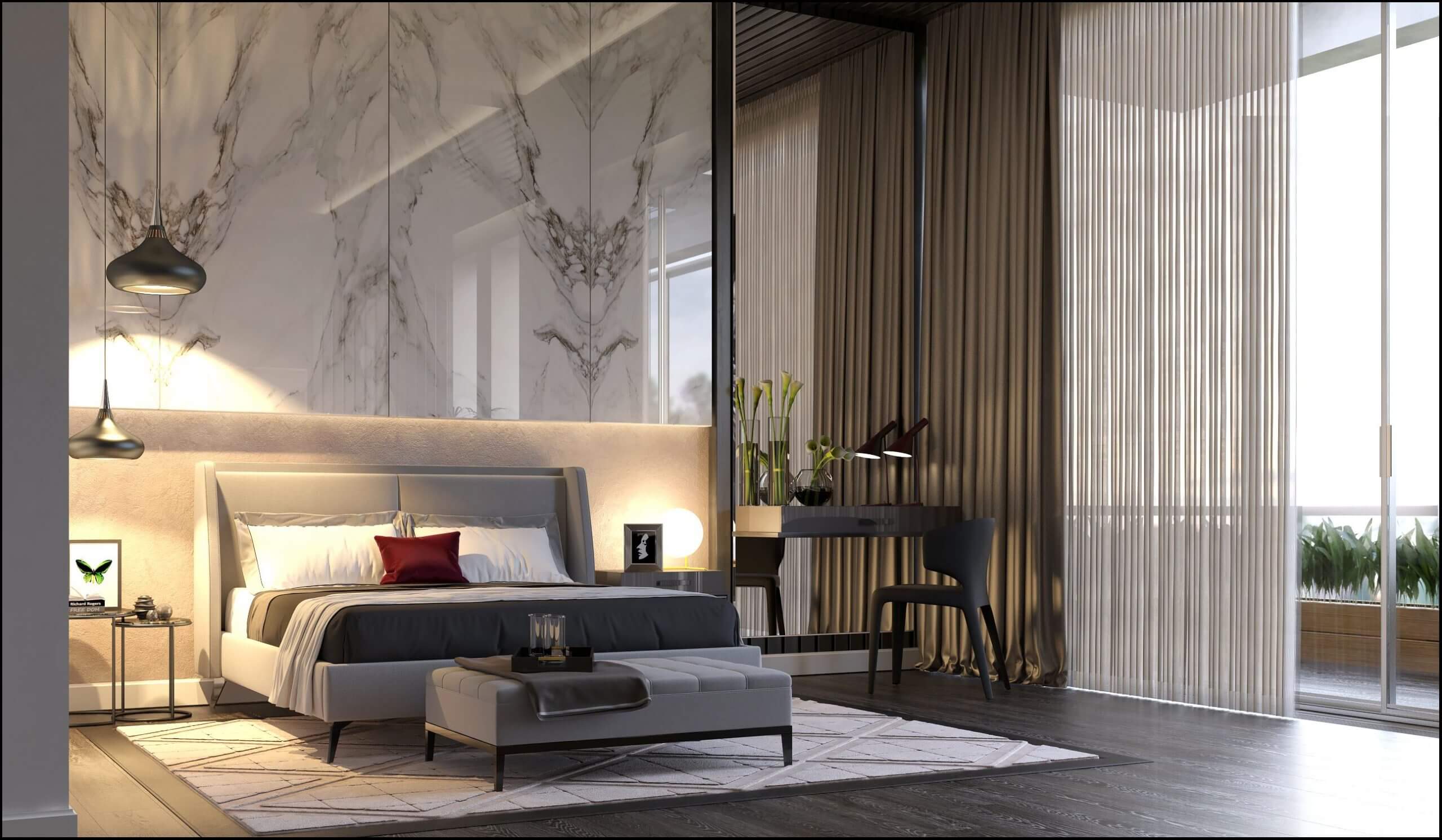 Mẫu nội thất phòng ngủ master theo phong cách Luxury