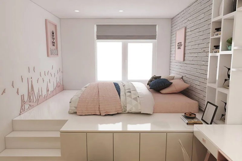 Phòng ngủ 5m2 có diện tích nhỏ nên ưu tiên sử dụng nội thất thông minh