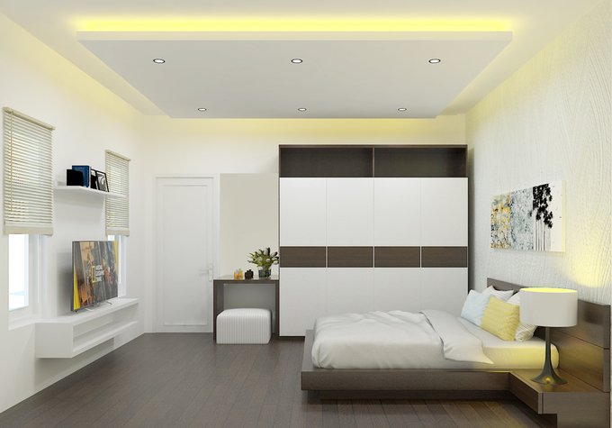 Thiết kế nội thất phòng ngủ master cho nhà ống 3 tầng