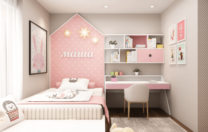 Thiết kế phòng ngủ cho bé gái từ 5 – 10 tuổi sử dụng nội thất thông minh