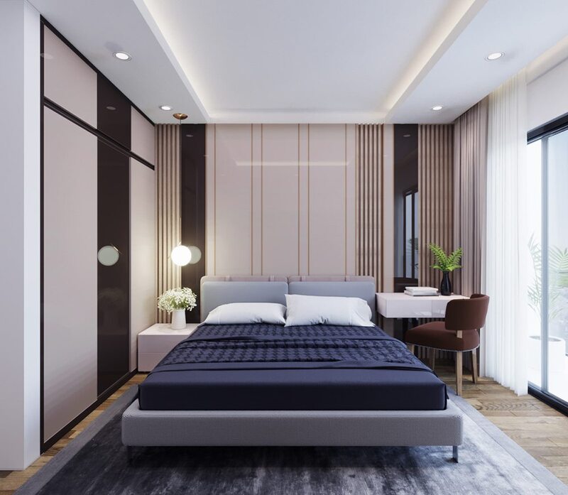 Mẫu thiết kế phòng ngủ hiện đại, tiết kiệm diện tích với nội thất thông minh