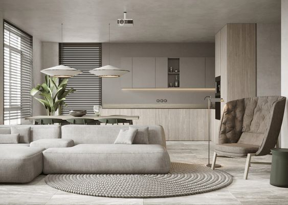 Mẫu căn hộ mang một không khí ấm cúng với phong cách thiết kế hiện đại