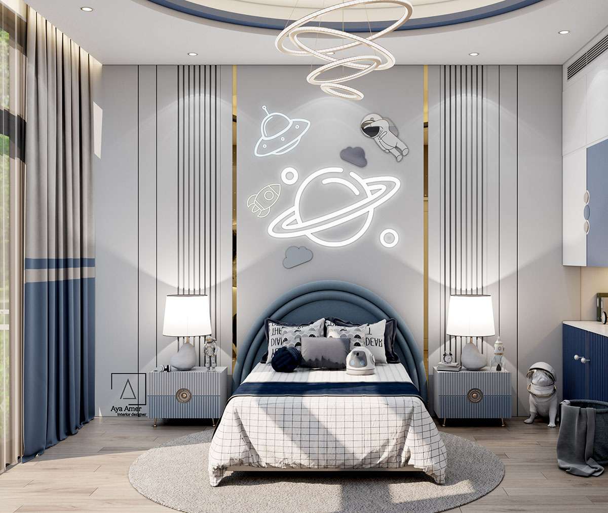 Phòng ngủ với theme vũ trụ cho các bé yêu khám phá thế giới