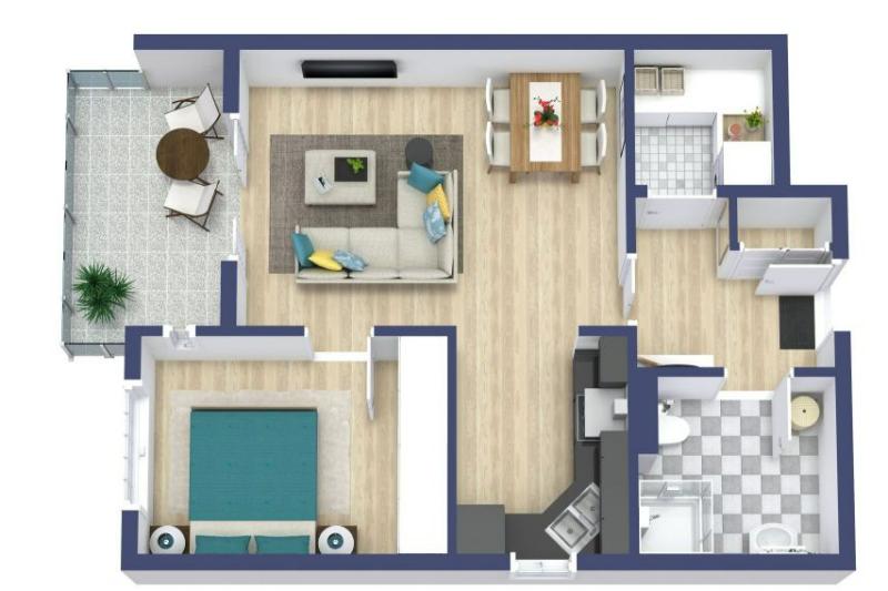 Mẫu bản vẽ thiết kế nội thất chung cư căn hộ 55m2