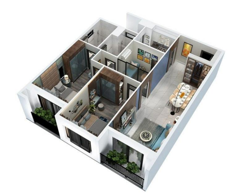 Mẫu thiết kế nội thất chung cư 3 phòng ngủ