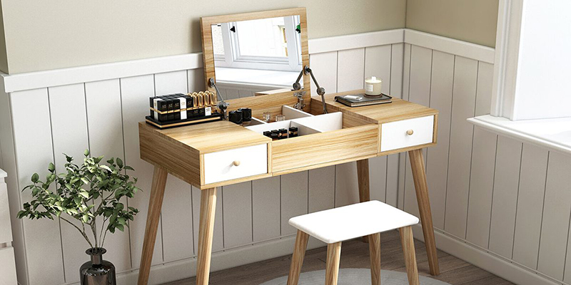 Bàn trang điểm gương gập nhiều ngăn