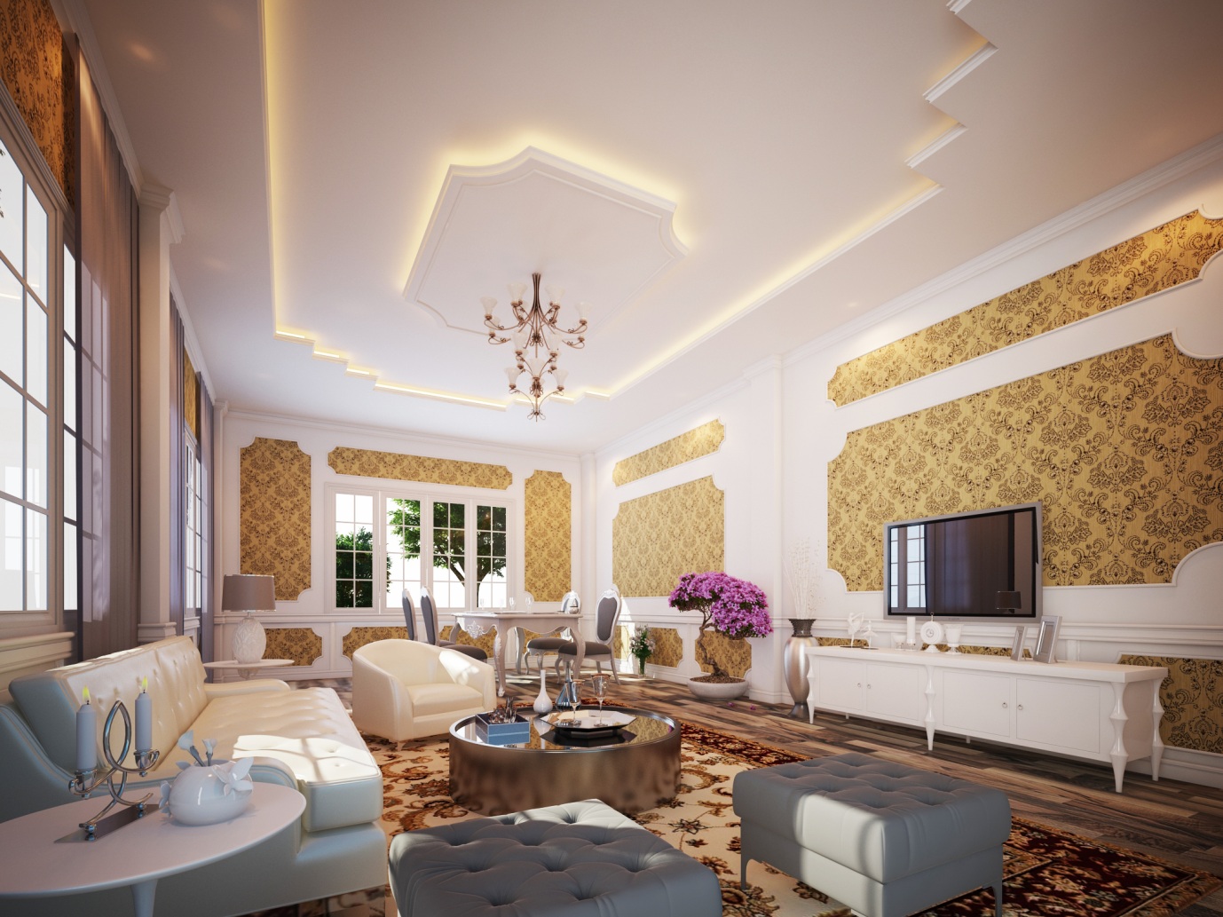 Trần thạch cao phong cách hiện đại, sang trọng được nhiều gia đình lựa chọn 