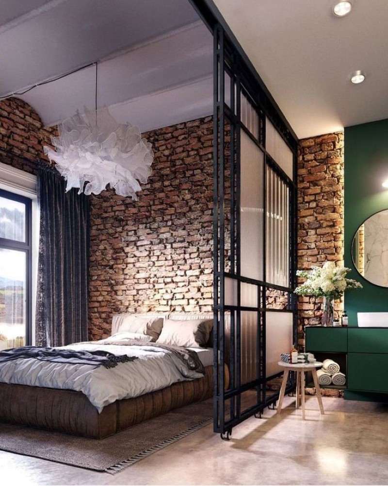 Phòng ngủ trong chung cư 56m2 dành cho nam giới lấy tone màu nâu chủ đạo, toát lên sự nam tính và cuốn hút