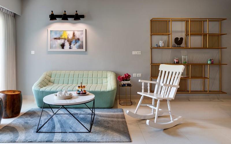 Thiết kế phòng khách nội thất chung cư 56m2 đơn giản, không trang trí cầu kỳ giúp cho căn phòng trở nên gọn gàng, thoáng đãng