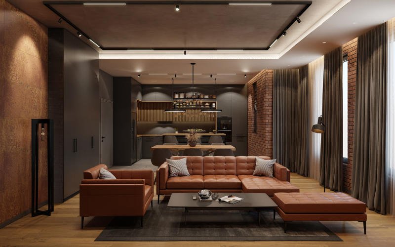 Thiết kế phòng khách phong cách Bauhaus đơn giản nhưng không kém phần tinh tế, sang trọng