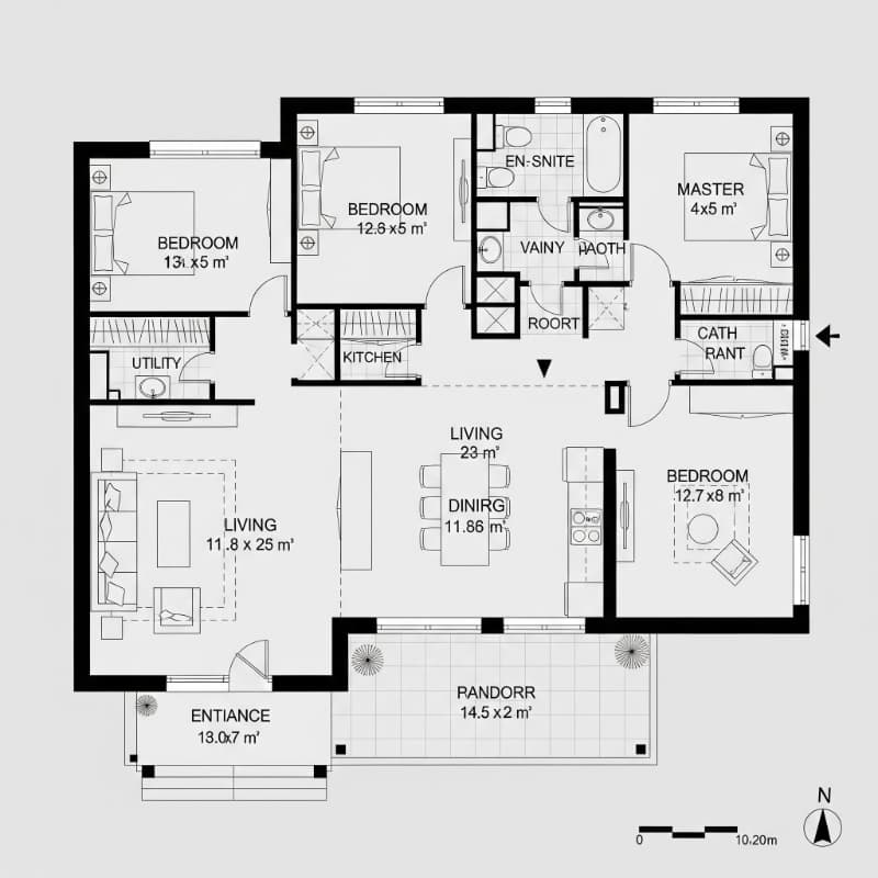 Bản vẽ mẫu thiết kế biệt thự tầng 1