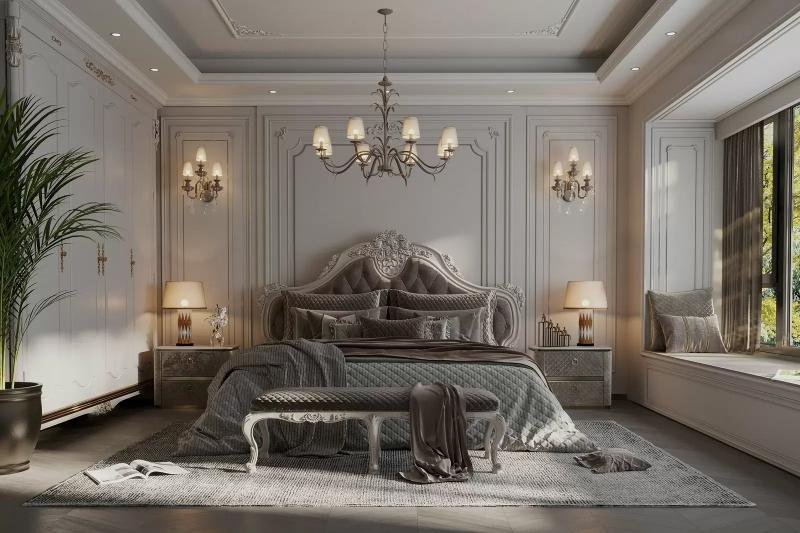 Thiết kế phòng ngủ nhà phố tân cổ điển