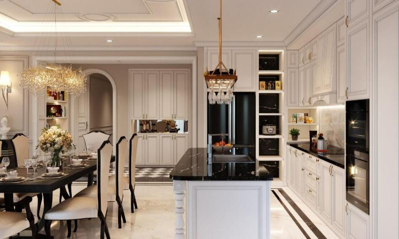 Phòng bếp chung cư cổ điển