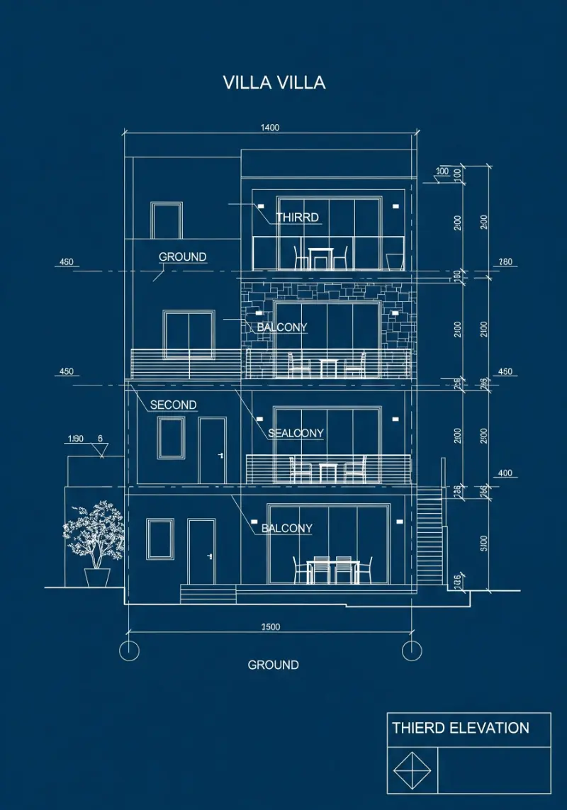 Bản vẽ Biệt thứ 3 tầng