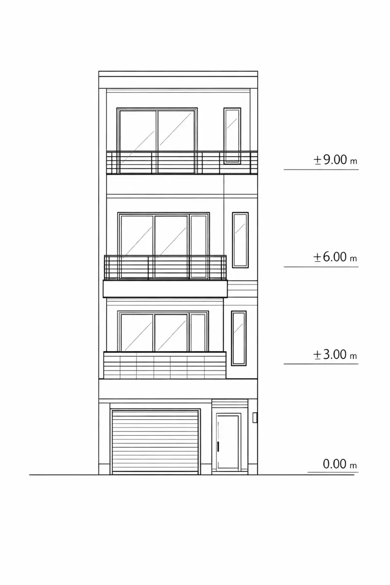 Bản vẽ nhà phố 3 tầng mặt tiền 5m