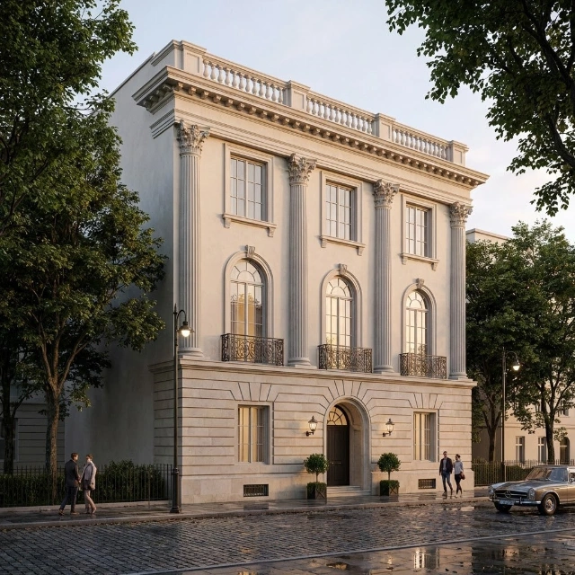 Mẫu nhà ống 3 tầng 1 tum tân cổ điển sang trọng