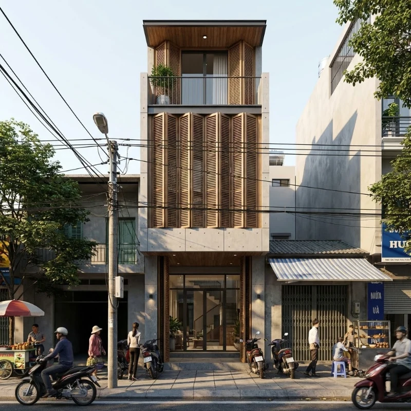 Mẫu thiết kế nhà 2 tầng 1 tum 5x15m