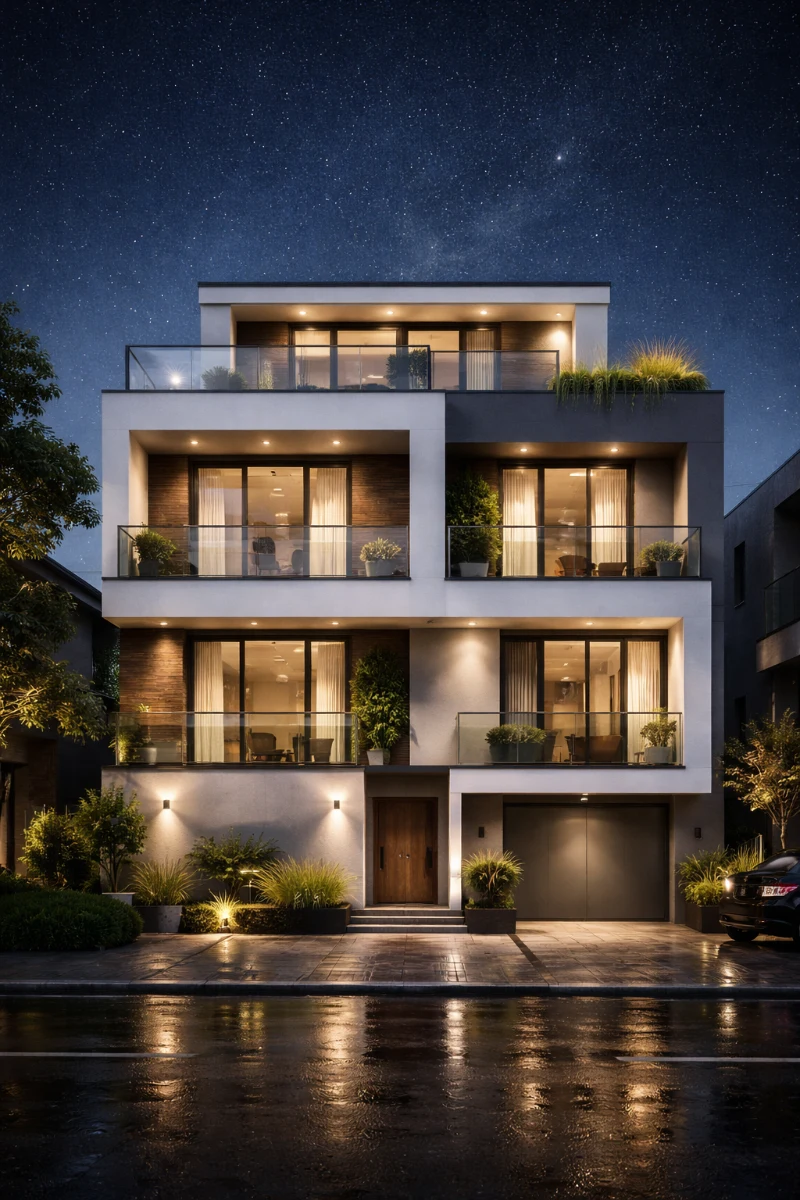 Mẫu thiết kế nhà 2 tầng 1 tum 5x20m