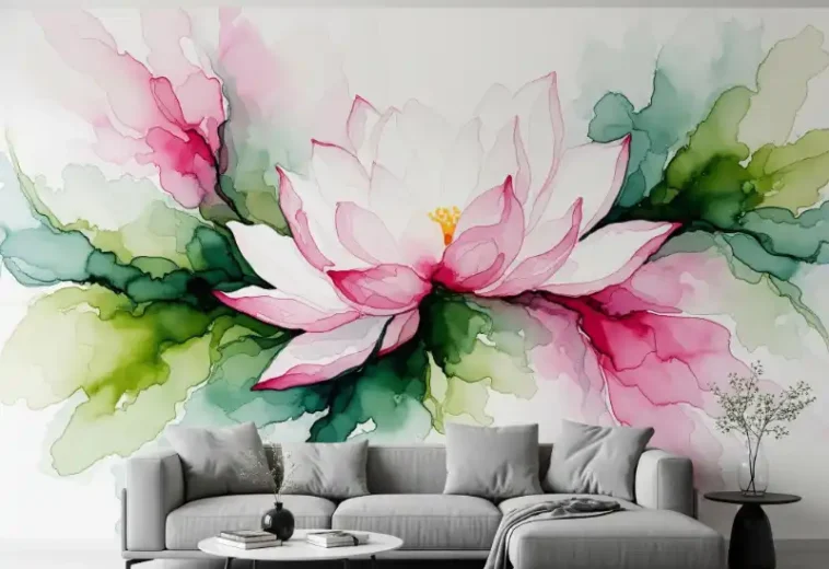 Biến hóa không gian sống bằng tranh dán tường phòng khách