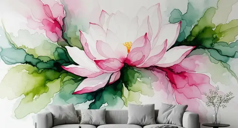 Biến hóa không gian sống bằng tranh dán tường phòng khách