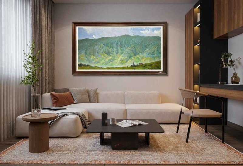 Tranh sơn dầu phong cảnh thiên nhiên treo tường phòng khách 