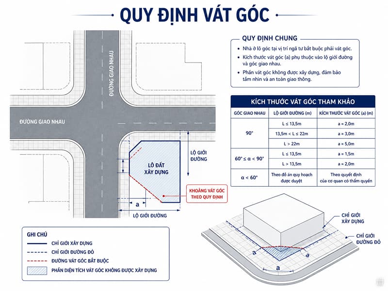Tuân thủ quy định vát góc là yêu cầu pháp lý bắt buộc nhằm đảm bảo an toàn giao thông tại các ngã rẽ đô thị.