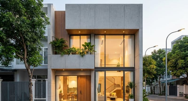 Mẫu nhà phố 2 tầng có gác lửng đẹp, chi phí và bản vẽ 2026