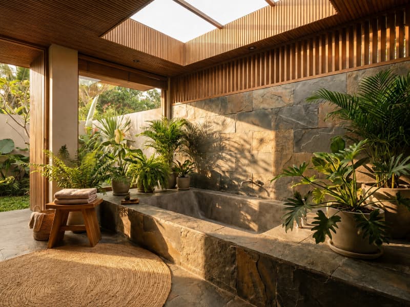 Phòng tắm biệt thự phong cách Luxury đẳng cấp nổi bật với đá cẩm thạch và hệ chiếu sáng tinh tế.